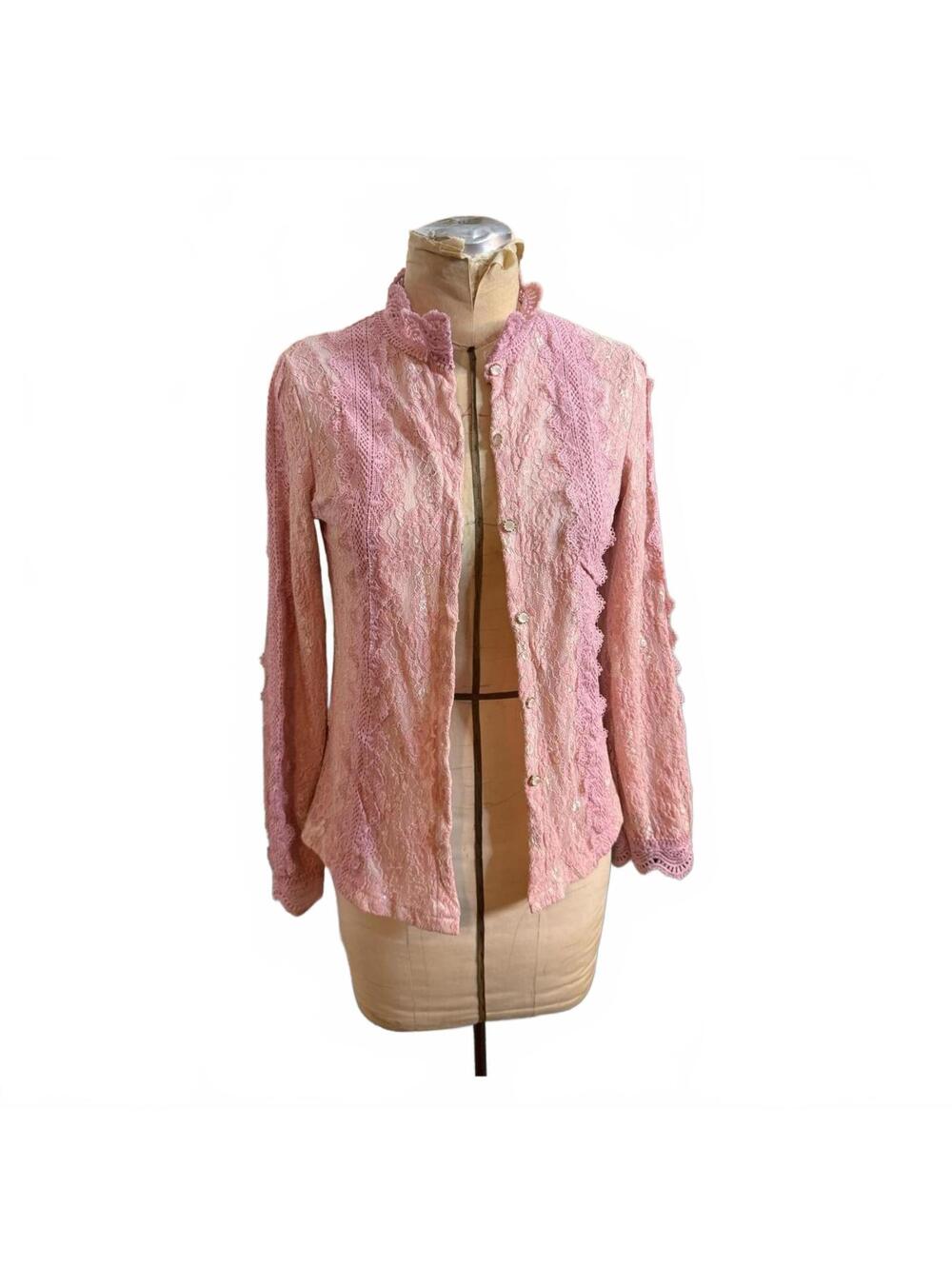 TICOSA Pink Lace Long Sleeve Blouse